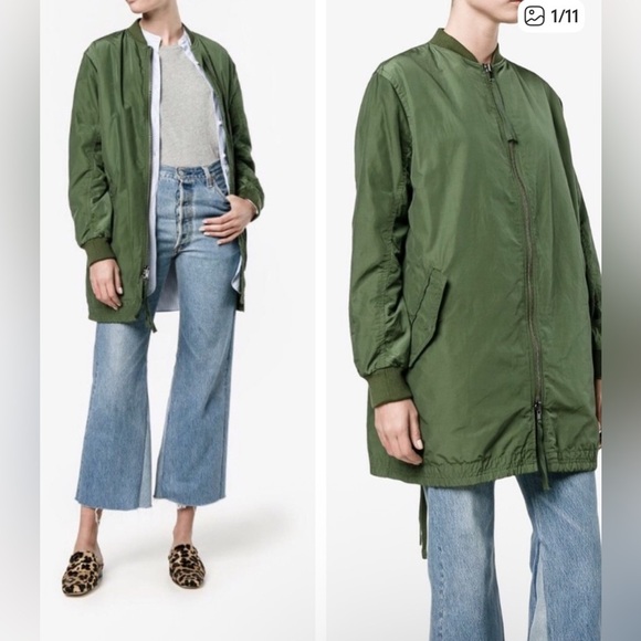 Vince Longline Bomber Jacket In Olive Green size medium - Picture 1 of 16